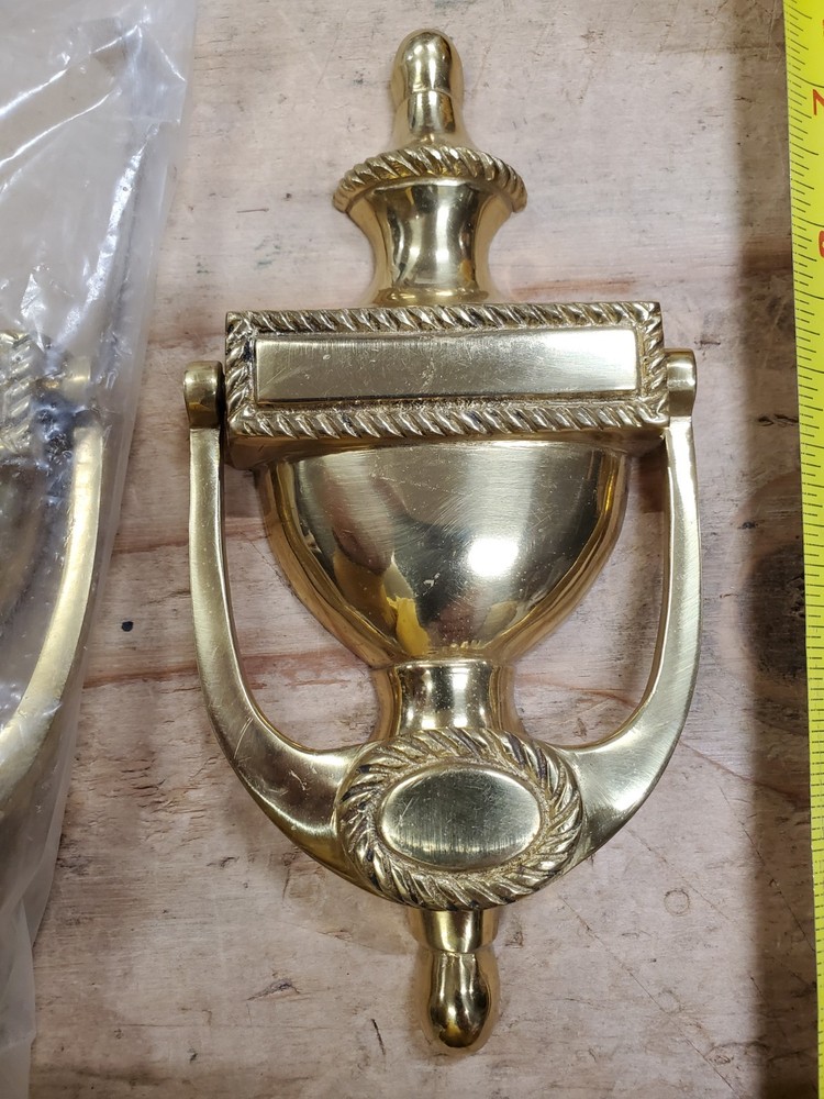 Solid Brass Door Knocker Polished Brass - New Old Stock