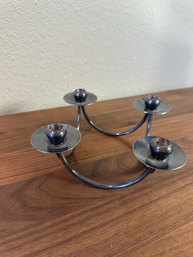DANISH BERG SILVER PLATED TIERED CANDLE HOLDER MCM- MARKED!