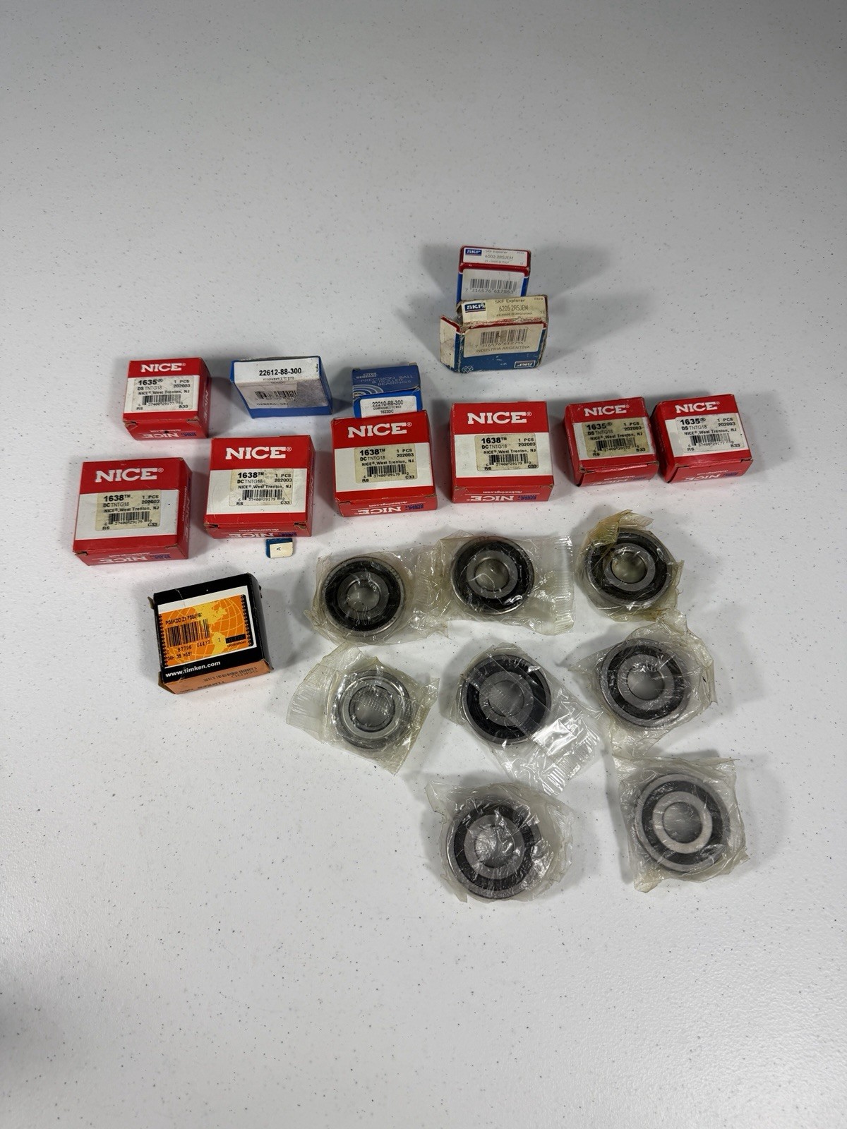 Vintage Lot ~20 NICE Ball Bearings 1635 1638 SKF Timken Fafnir NOS Boxes West