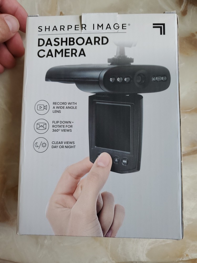 NIB Sharper Image Dashboard Camera Wide Angle 360 Night Vision Windshield Mount