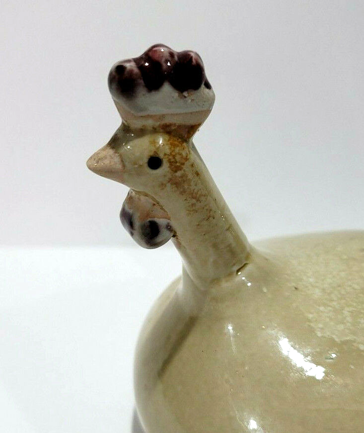Folk Art Pottery Chicken Rooster Unmarked Hand-made