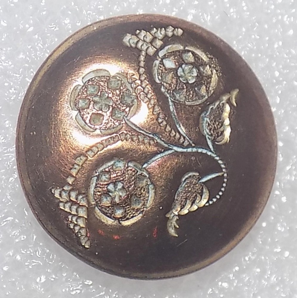 Golden Age Button Hand Engraved Brass Button Benedict & Burnham 1834