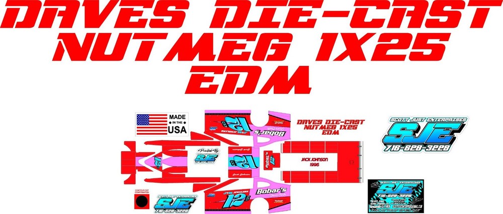 NUTMEG EDM DIRT MODIFIED 1X25 SCALE JACK JOHNSON 1996 THEME WRAP KIT