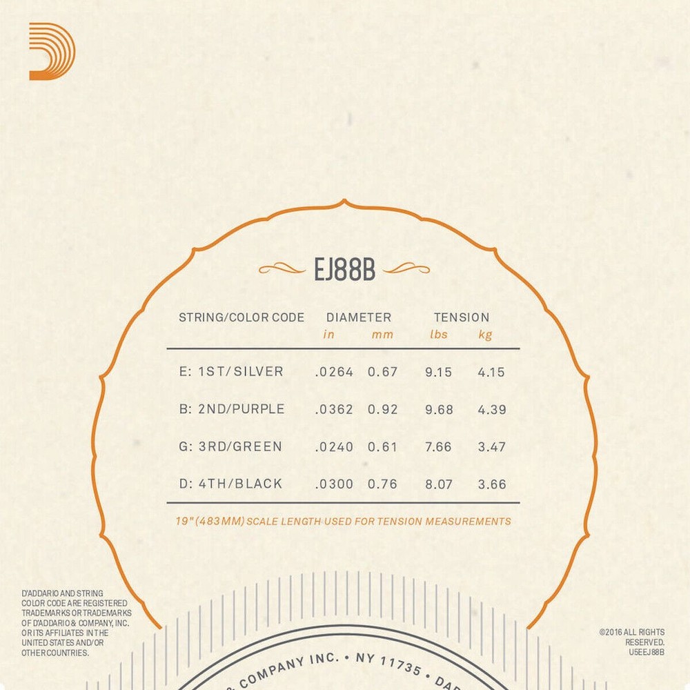 D'Addario Ukulele Strings 5 Sets Nyltech Baritone EJ88B Uke