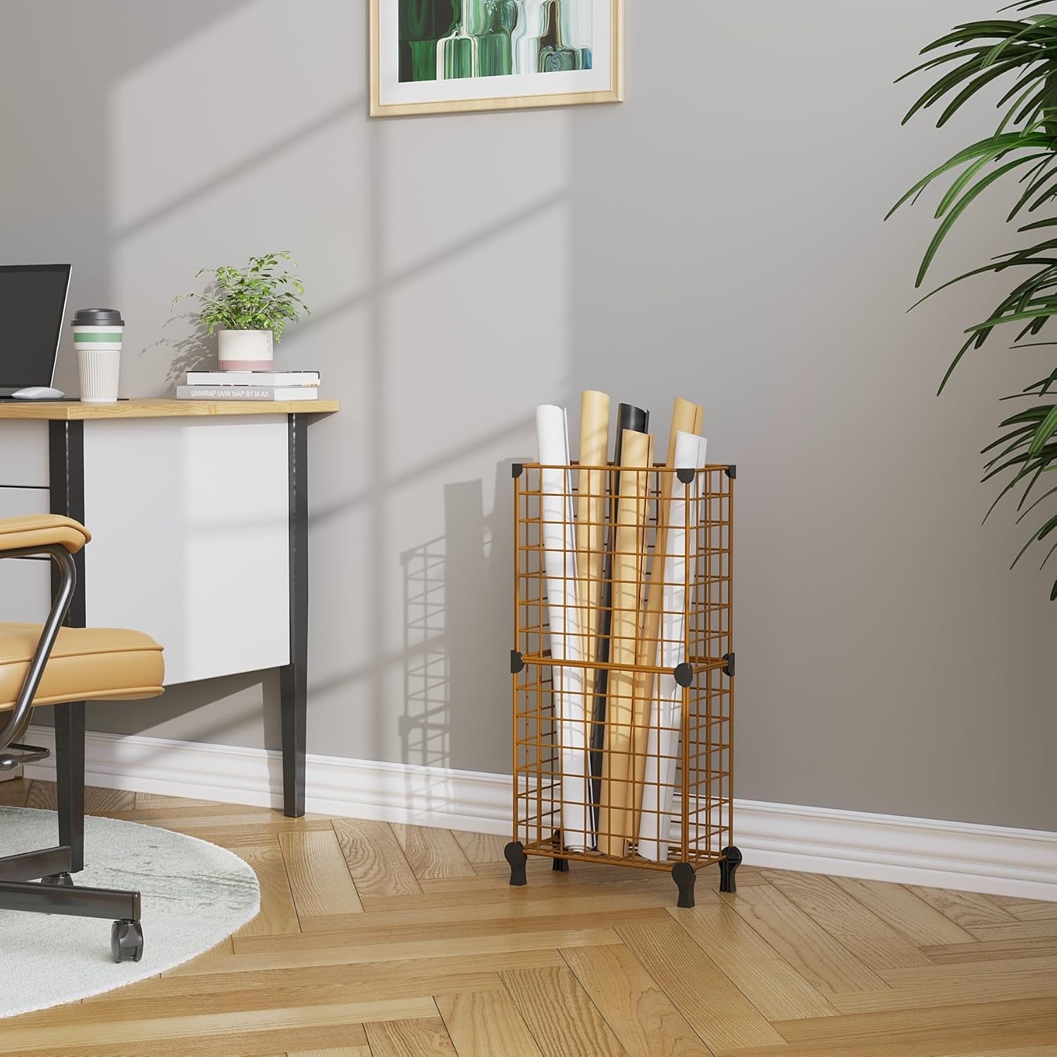 AWTATOS Umbrella Holder Entryway, Umbrella Stand Freestanding, Metal Square Umbr