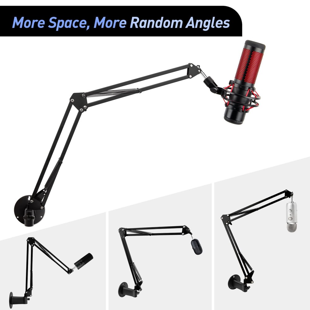 Microphone Wall Mount Boom Arm - Microphone Wall Mount for Mic holder,Horizontal