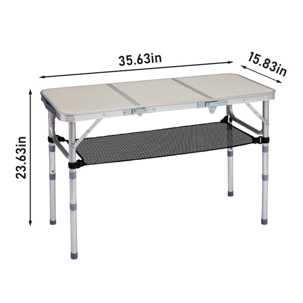 Outdoor Folding Camping Table, 3ft Portable Pinic Table with 3 Adjustable Height