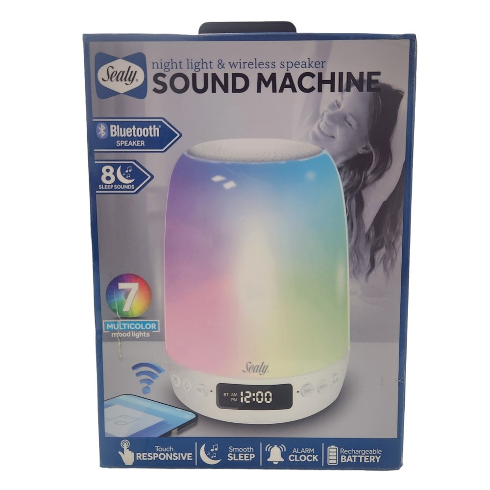 Sealy Night Light & Wireless Speaker Sound Machine Bluetooth Rechargeable Clock