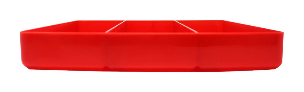 JSP Manufacturing Red Stackable Lightweight 3 Compartment Organizer Tray
