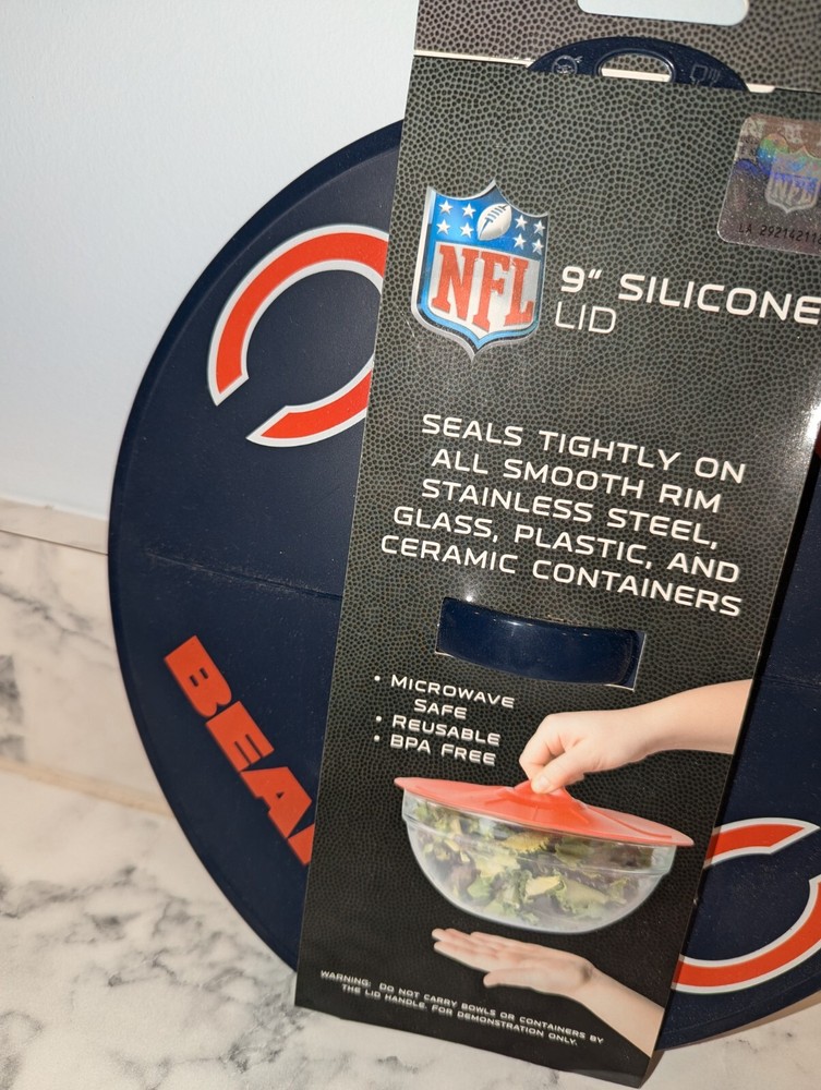 Chicago Bears NFL 9" Silicone Lid Bakeware Cookware Microwave Safe