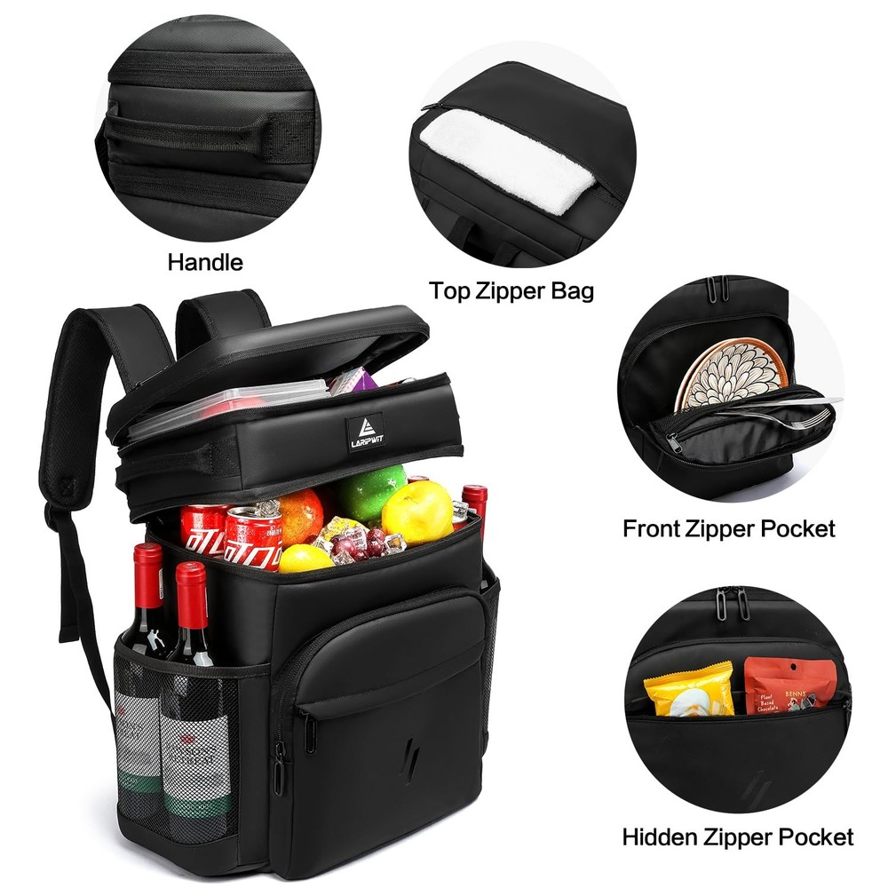 54 Cans Backpack Cooler Insulated Leak-Proof Large Leather Cooler Backpack Do...
