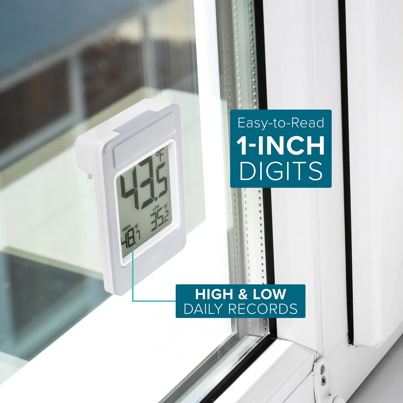 314-519 La Crosse Technology Digital Window Thermometer with Daily Records