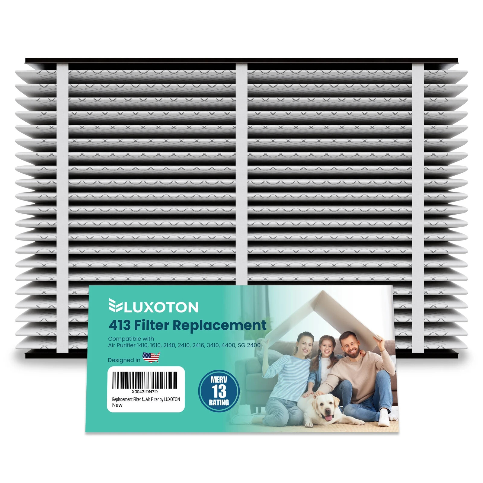 LUXOTON for AprilAire 413 Replacement Filter - 1 Pack Collapsible Furnace Filter