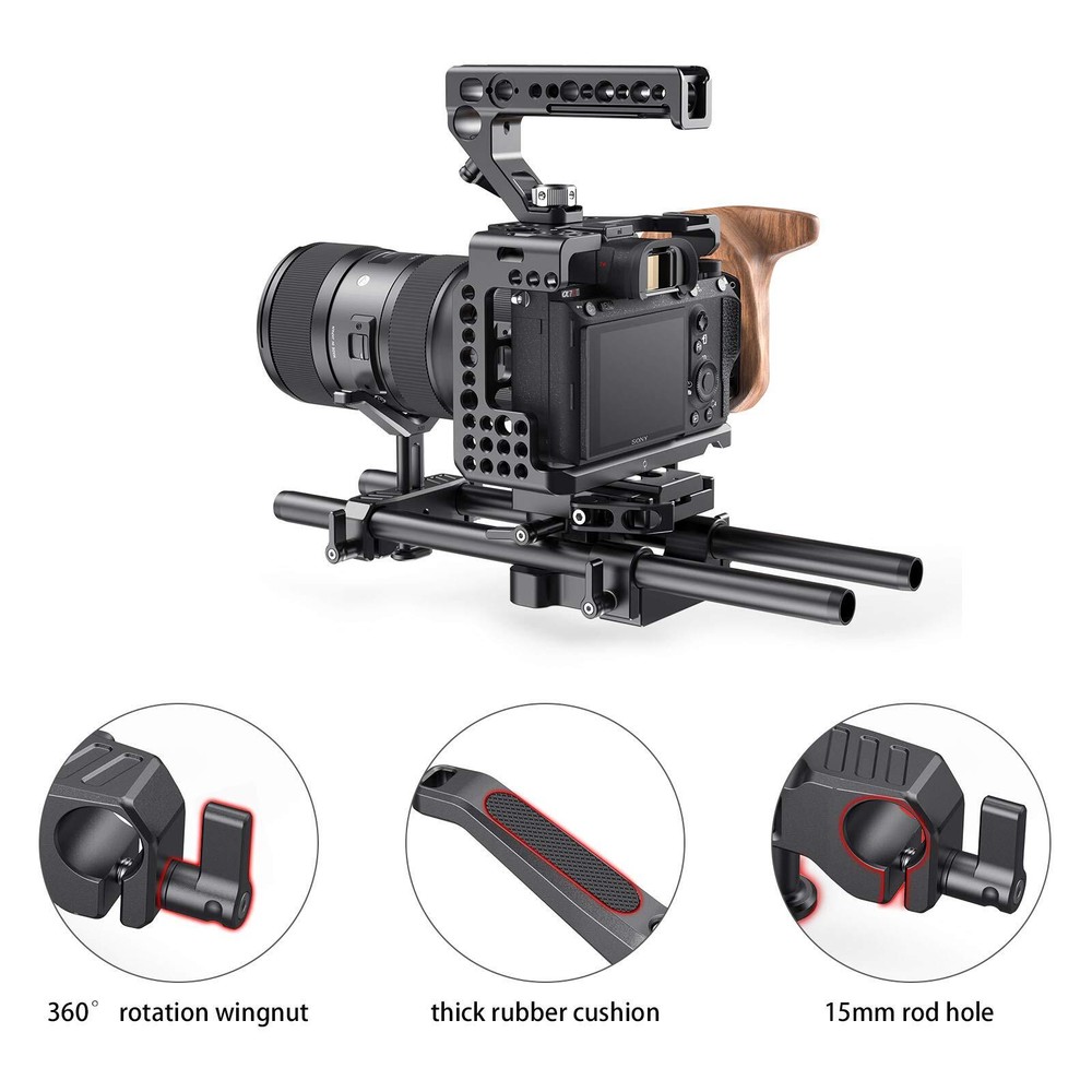 15mm Long Lens Support Bracket Height Adjustable for DSLR Rig