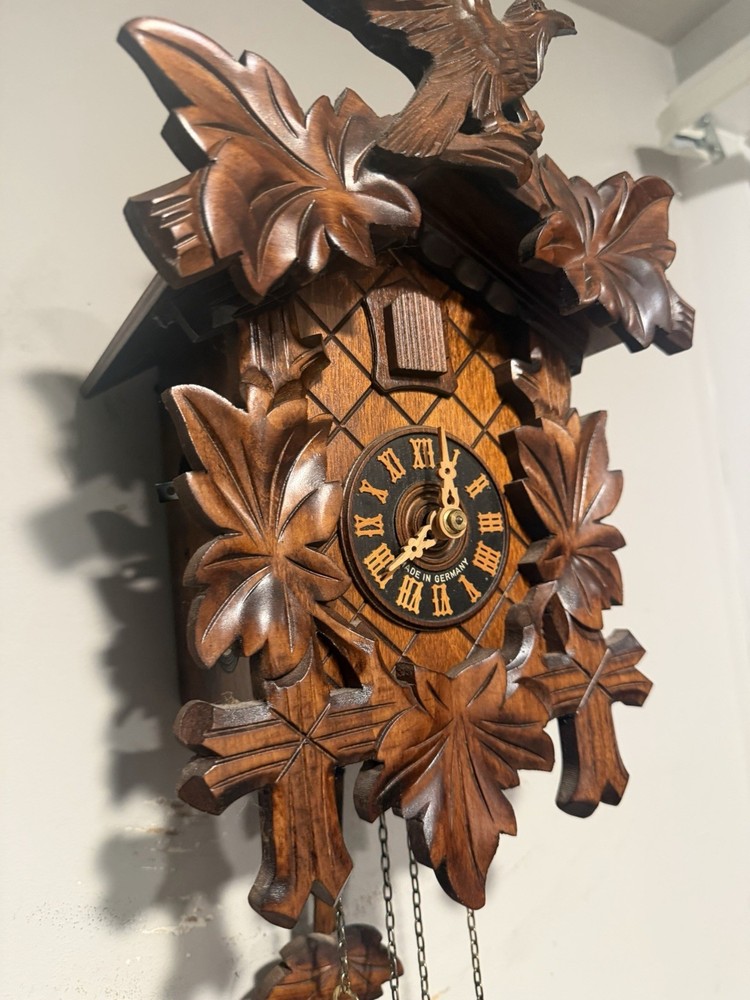 Cuckoo Clock Germany Wooden Weights Woden Hands