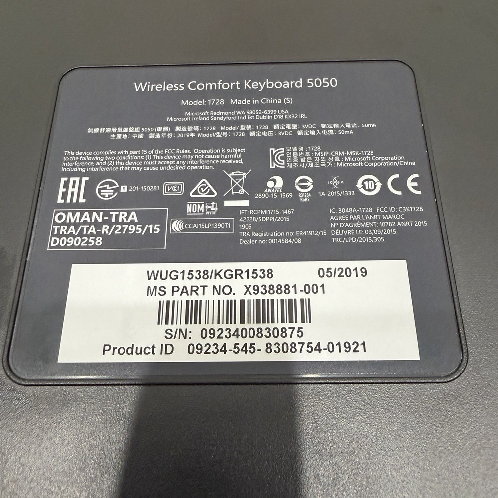 Microsoft Wireless Comfort 5050 Desktop QWERTY Keyboard Mouse Black Dongle READ