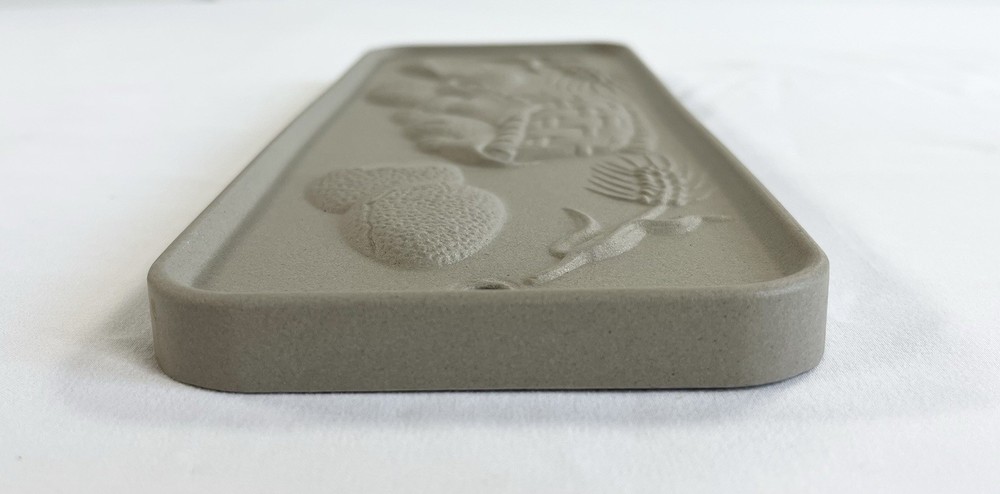 Vintage Earthenware Bread Warming Stone 3D Relief Design 11.25x4.25 Ceramic