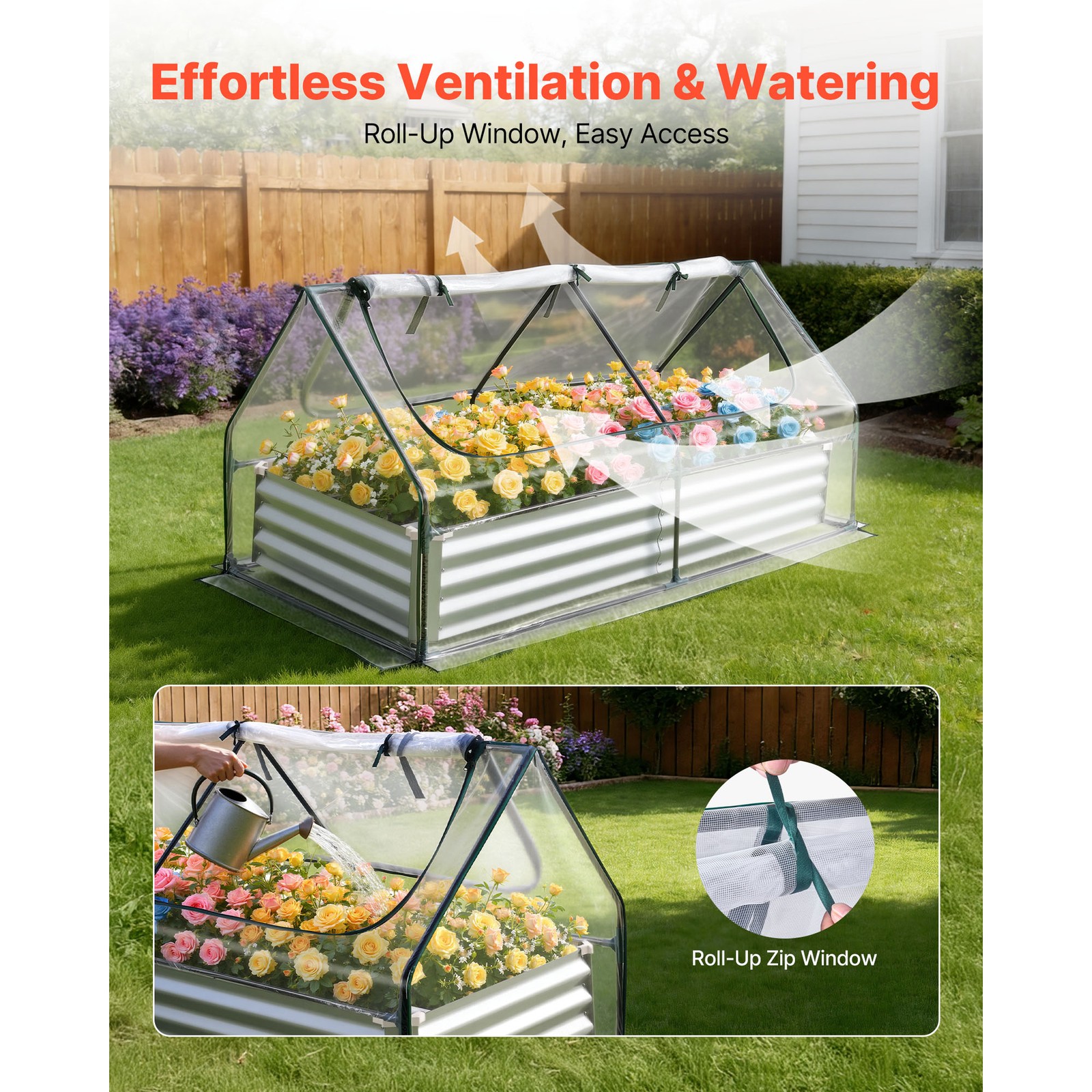 Uimoso Metal Raised Garden Bed with PE Greenhouse Cover, 6x 3 x 1 ft Planter Box