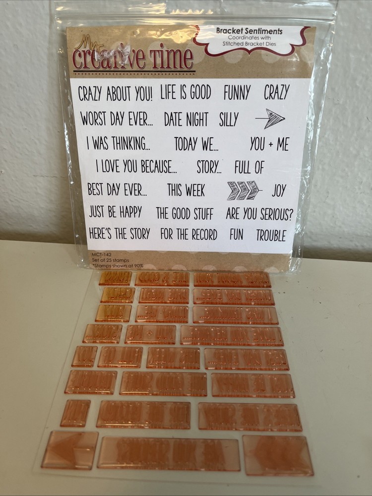 My Creative Time Bracket Sentiments Stamp  Set MCT142 RARE NIP
