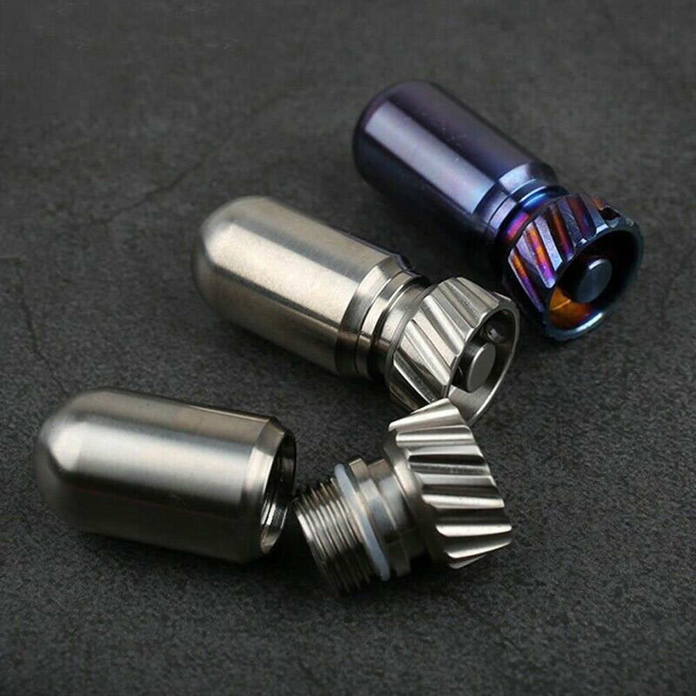 EDC Titanium Multi Tools Waterproof Mini Medicine Bottle Key Pendant Box