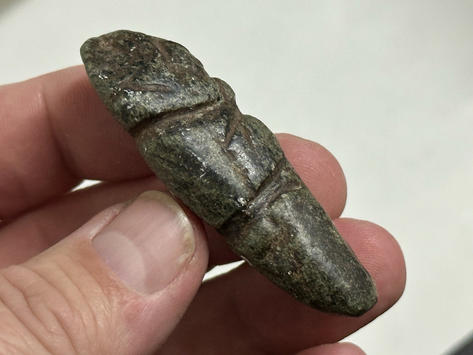 PRECOLUMBIAN HUMAN EFFIGY PENDANT AXE GOD OLMEC MEZCALA MIXTEC JADE JADEITE MAYA