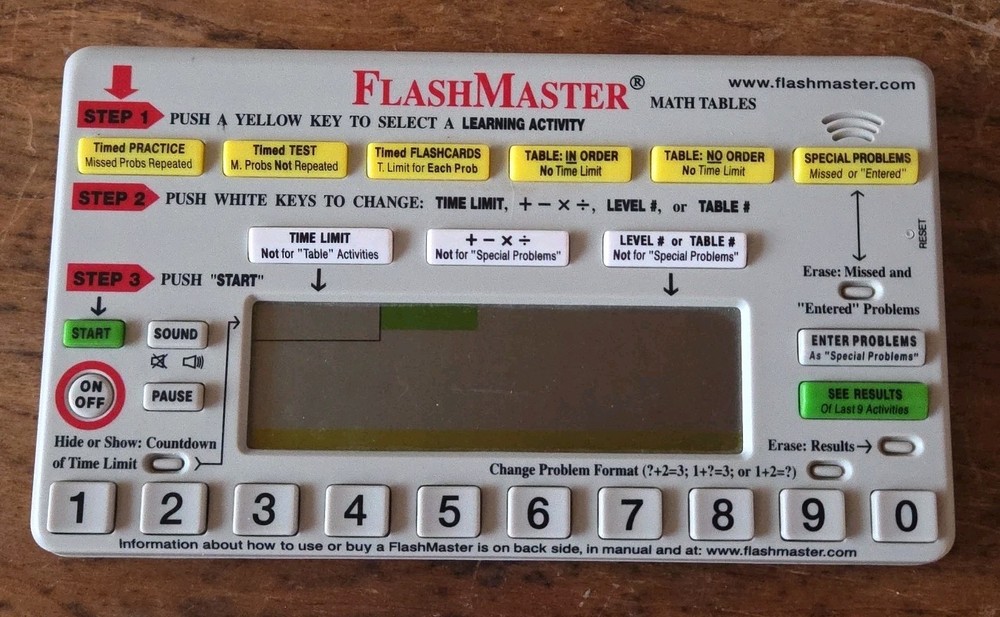 FlashMaster Math Tables Electronic Learning Tool MT1A - Excellent Condition!