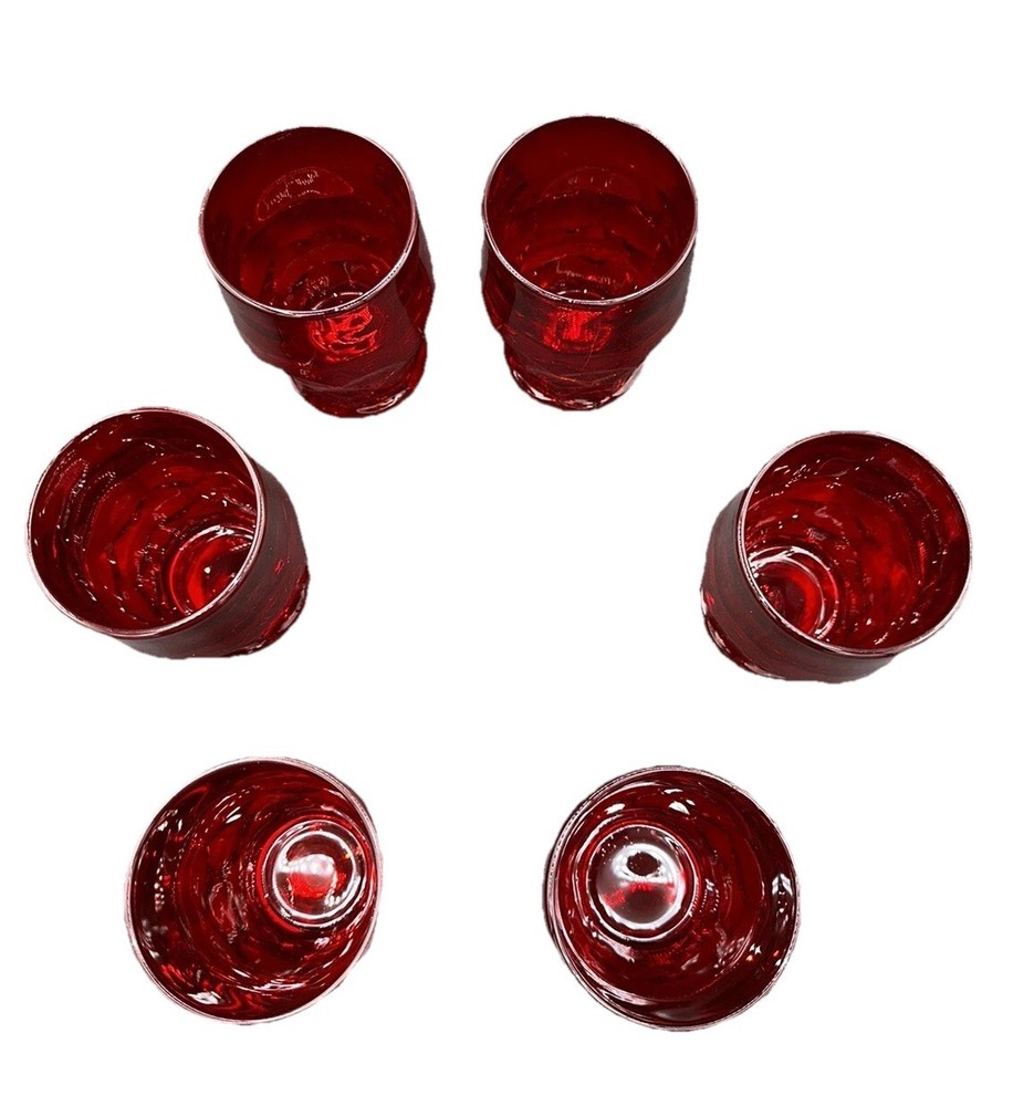 Vintage Glasses Honey Comb Pattern by Viking (6) Ruby Red