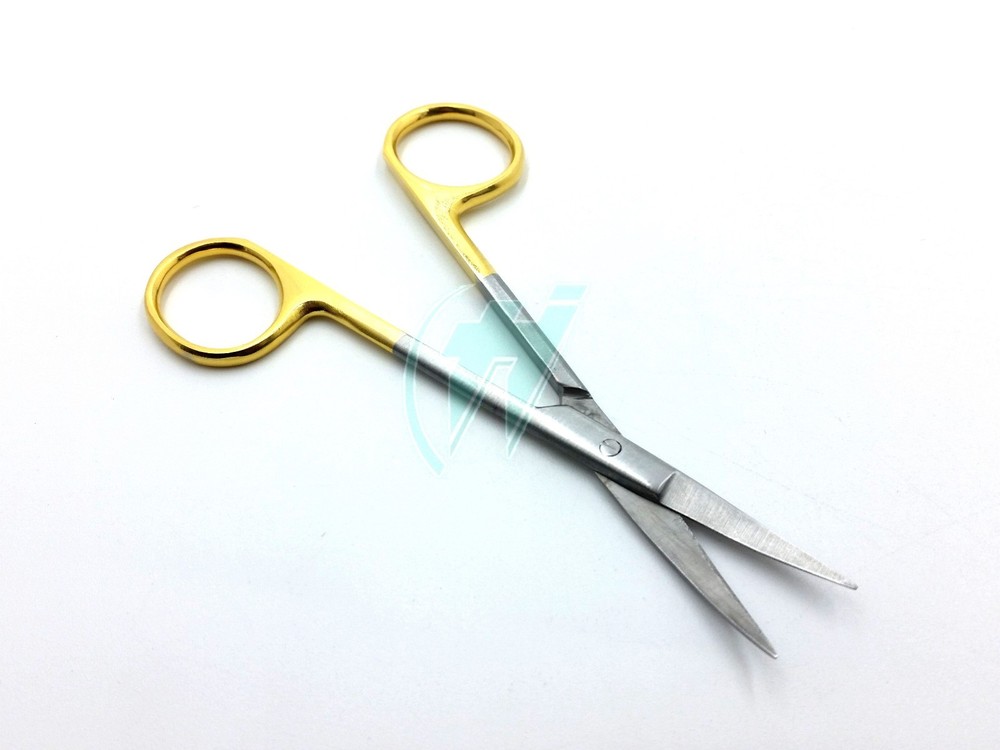 6 GOLD HANDLE IRIS MICRO DISSECTING SCISSORS CURVED 4.5"