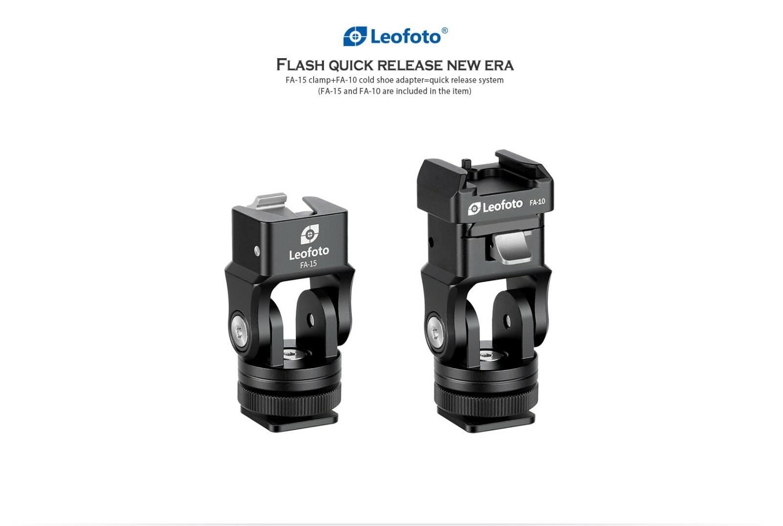 Leofoto FA-15+FA-10 Kit QR Tilting & Pivoting Cold Shoe Flash Adapter
