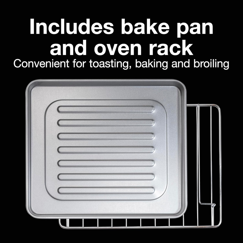 4 Slice Countertop Toaster Oven, Multi-Function with Bake, Toast and Broiler, 11