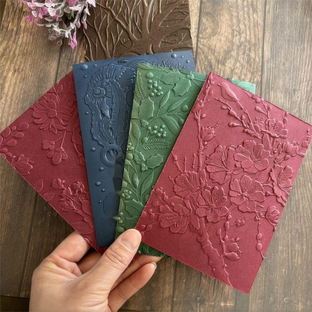 3D Cherry Blossom Rose Plastic Embossing Folders for Card Making