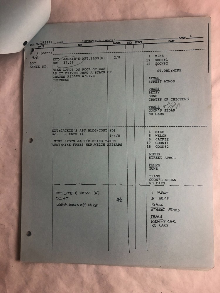 Orig 1984 Television Script MIKE HAMMER 'Negative Image' #192812 Complete