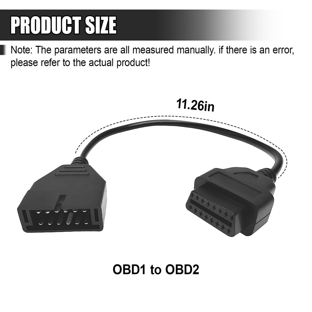 OBD1 to OBD2 Adapter, Auto Cable Code Reader Diagnostic Black 16.14×1.83 inch