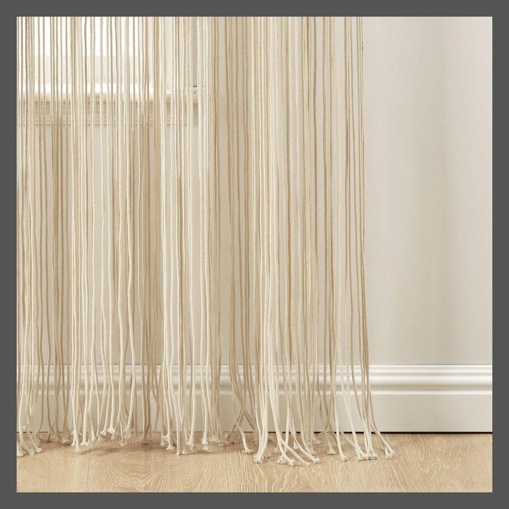 84"x40" Boho Macrame Sheer Window Curtain Panel Neutral - Lush Décor