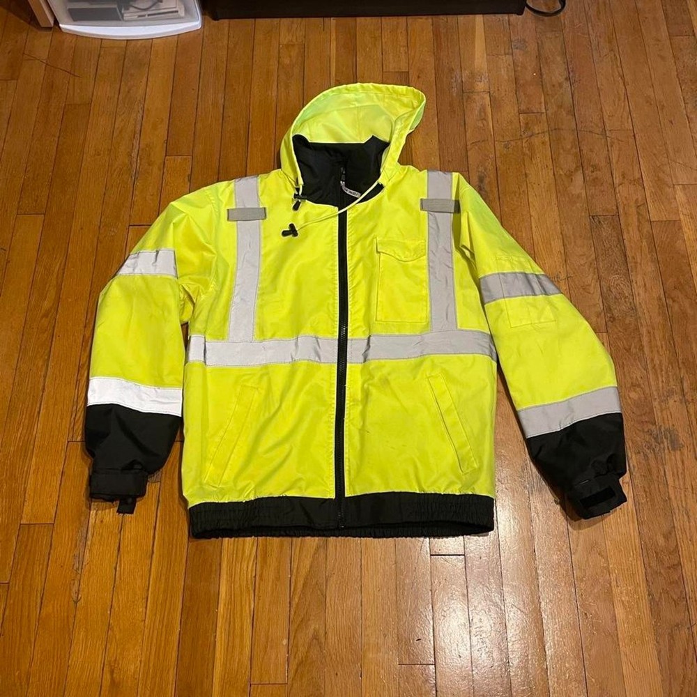 yellow safety jacket with hood - 2 piece