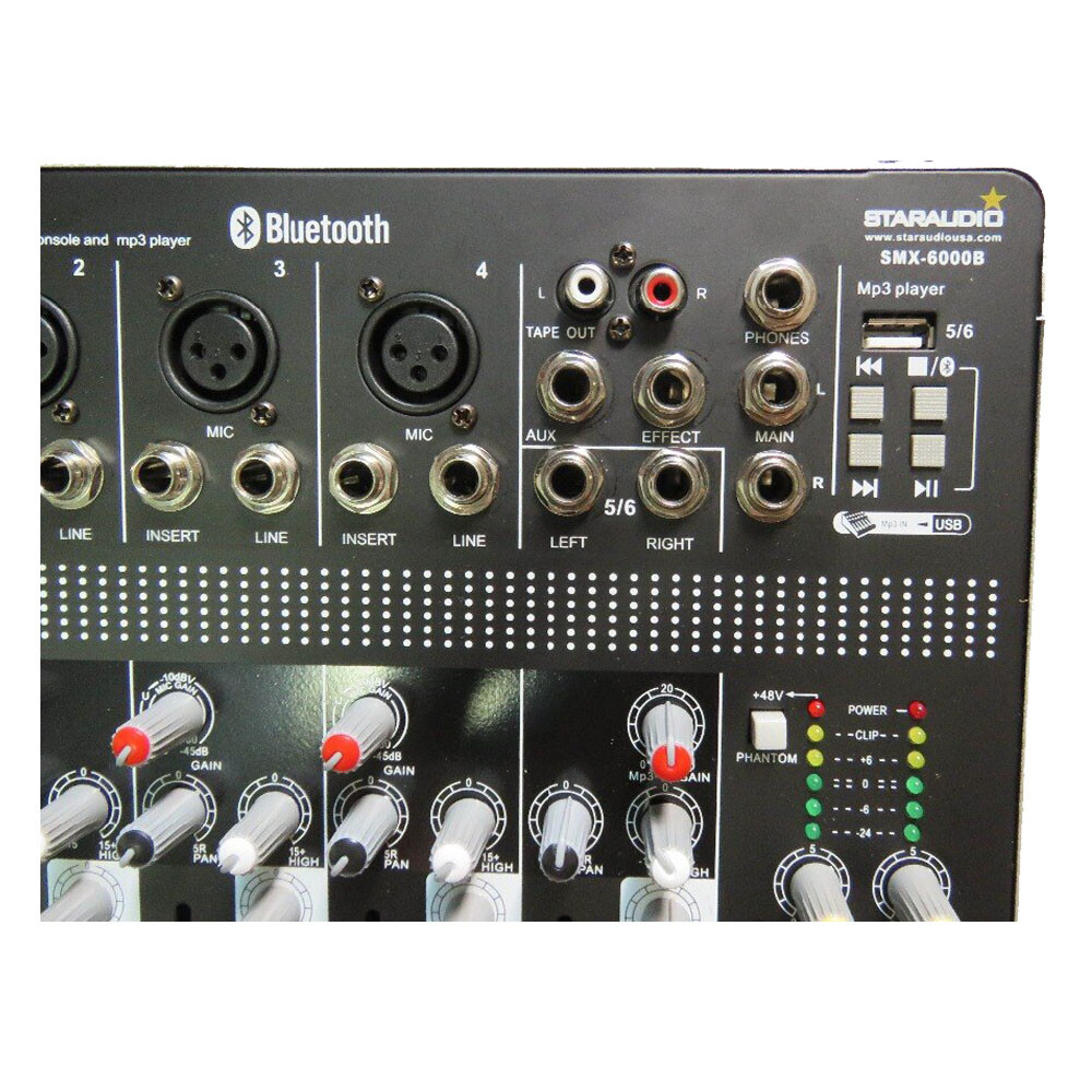 6CH Audio Sound Mixer Function Recording Mixing Console Effects Bluetooth DJ Mix