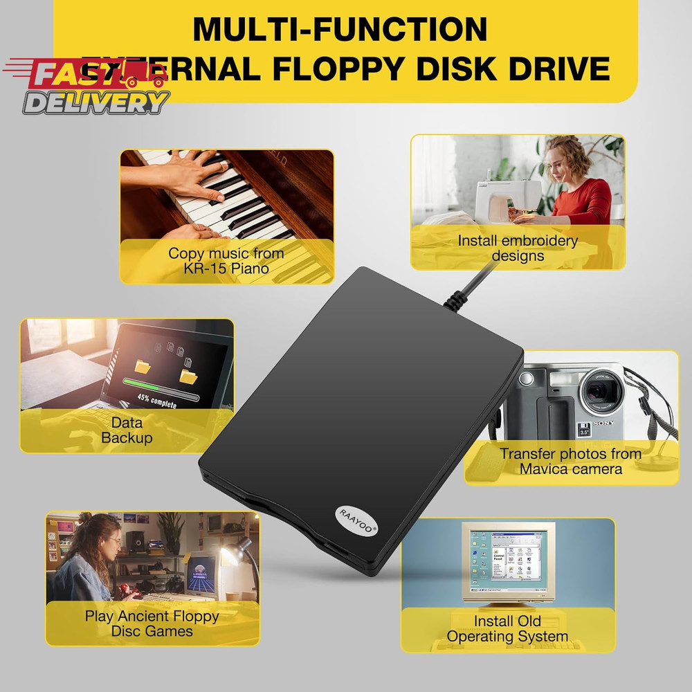 Floppy Disk Reader USB Type A/C Floppy Disk Drive/Player/Converter External 3.5