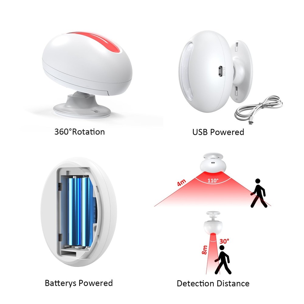 Wireless Motion Sensor Doorbell -Indoor 1 Receiver 1 Sensor, White