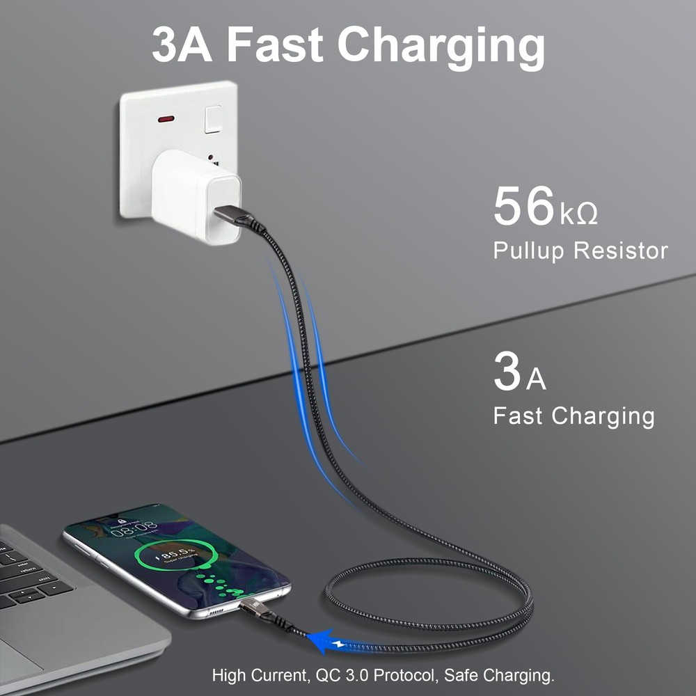 USB C Cable 10ft, USB-A to USB-C 3.1 3.2 Black(1-Pack)