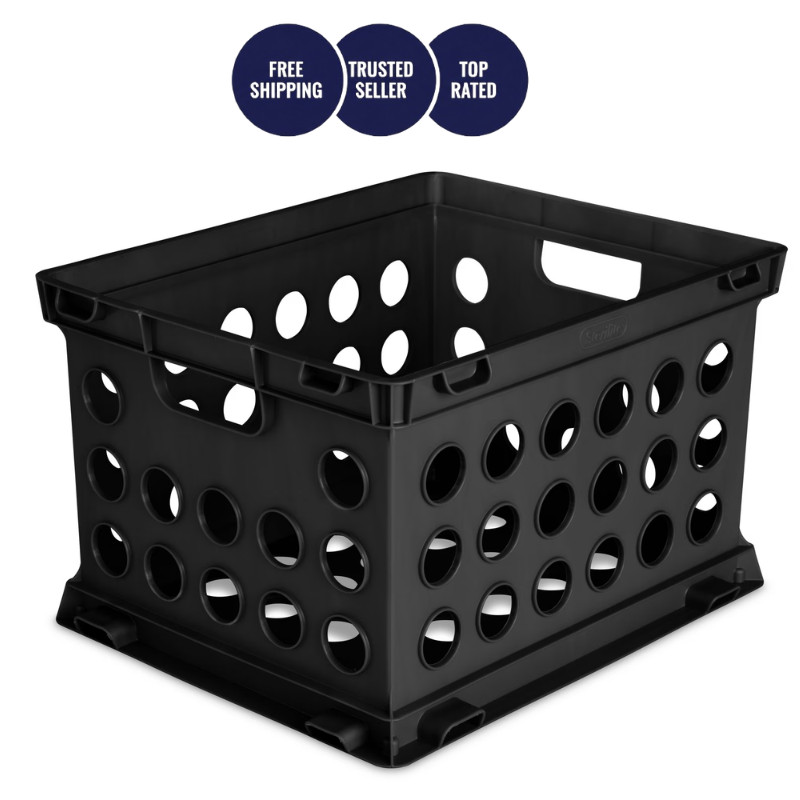 Sterilite Stackable File Crate – Letter & Legal Size, Black Storage Organizer