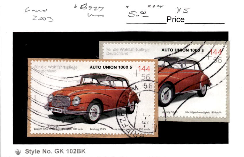 Germany, Postage Stamp, #B927 (2 Ea) Used, 2003 Automobile (AR)