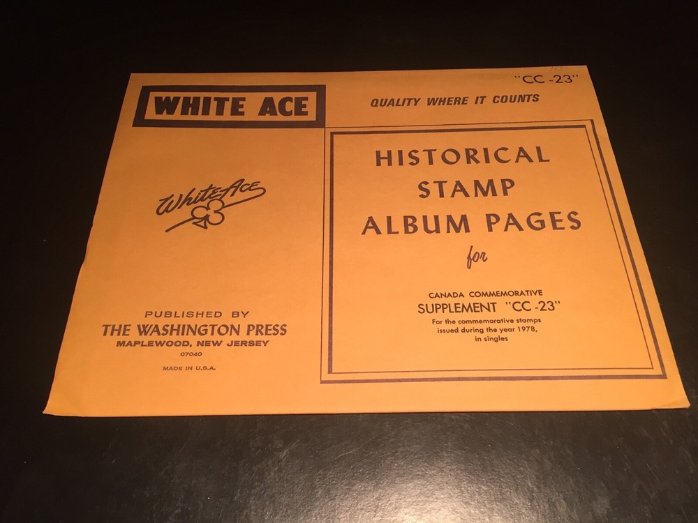 White Ace Stamp Album Supplement Pages  - Canada Commemorative 1978 CC-23