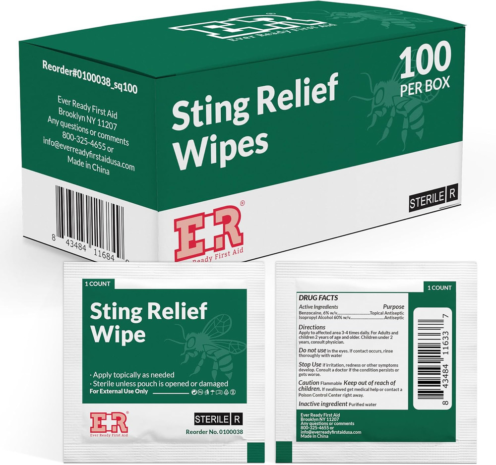 Ever Ready First Aid Sting Relief Wipes, 100 Count…
