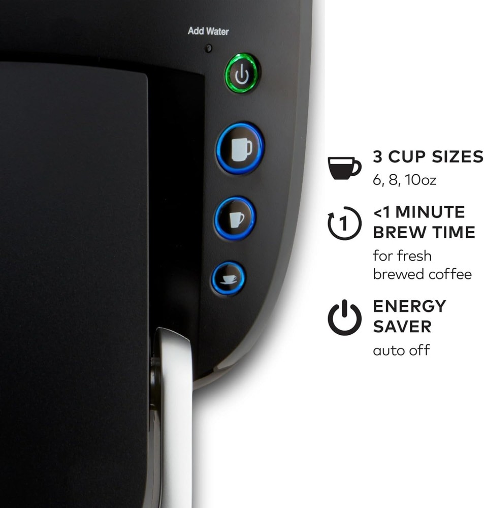 K-Compact Single-Serve K-Cup Pod Coffee Maker, with 3 Brew Sizes, Smart Start...