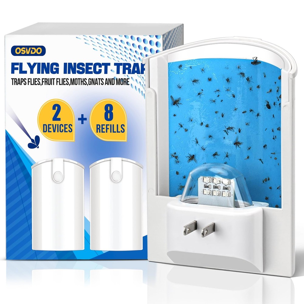 2-Pack Indoor Flying Insect Traps with 8 Refills, UV Light Bug Catcher for Fl...