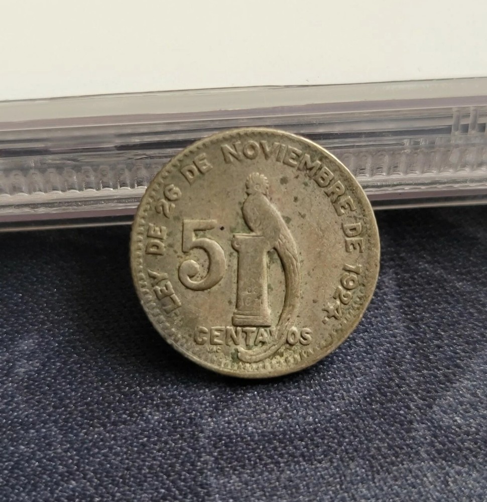 Guatemala 1944 5 Centavos Silver Coin ➕️ VF ➕️ 🇬🇹 ✅️ Five Cents