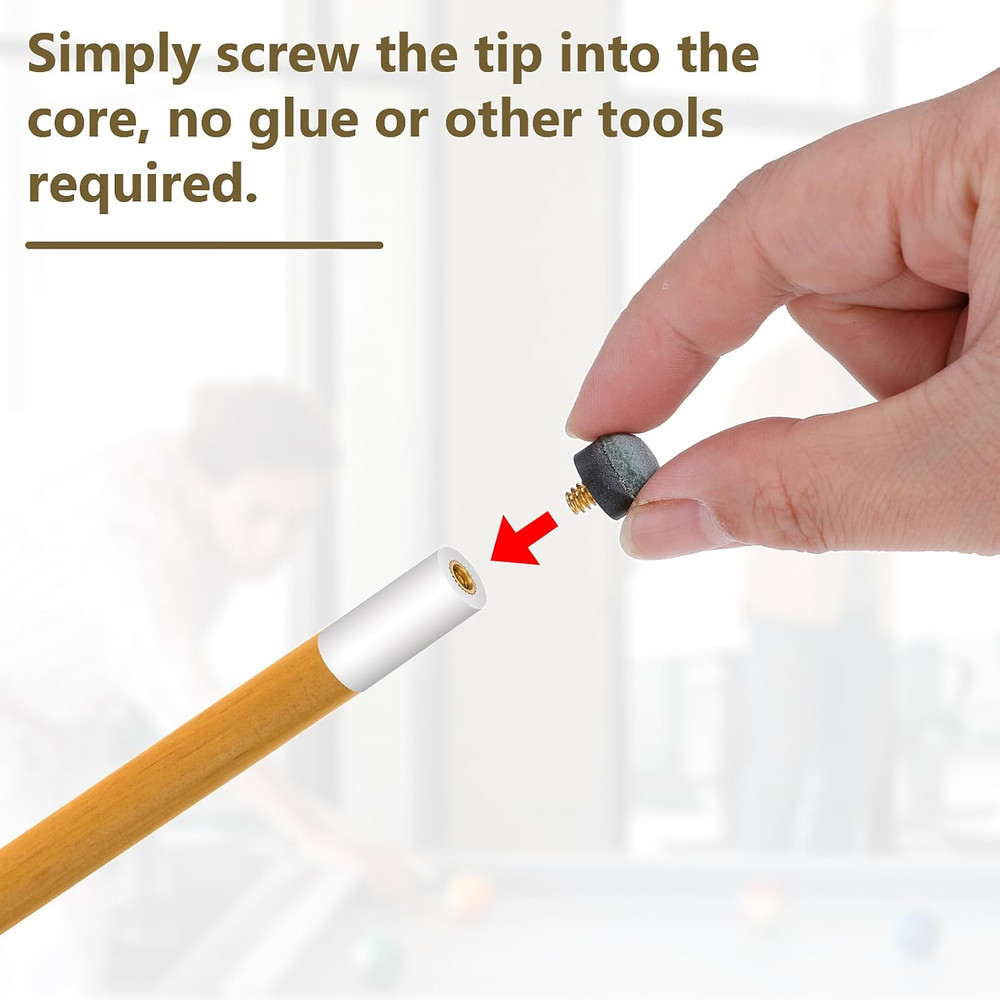 10 Sets Pool Stick Tips Replacement with White Pool Cue Stick 13Mm Gray Ferrules