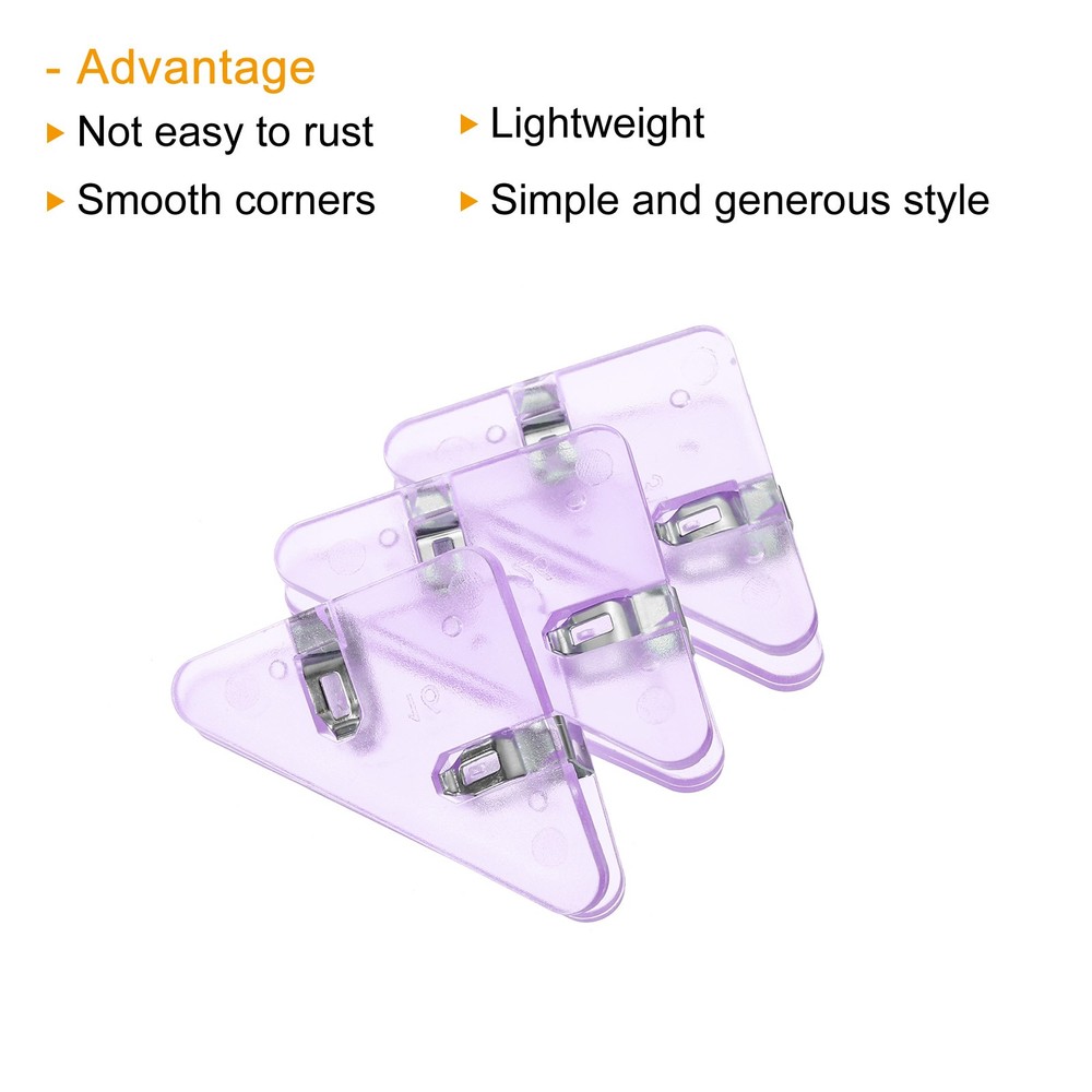 Multifunctional Document Clip,5Pcs Triangular Book Page Corner Clip,Clear Purple