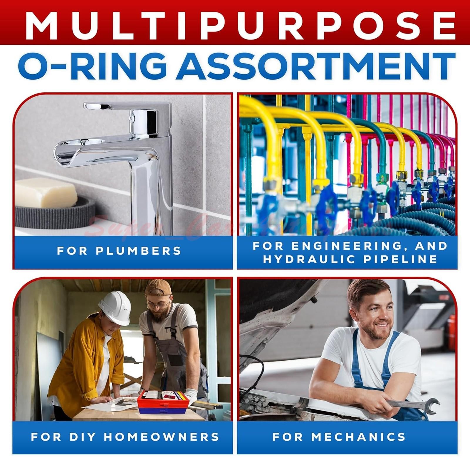 SAE Metric Rubber O-Ring Washer Assortment Kit Automotive Storage Case ORing Set