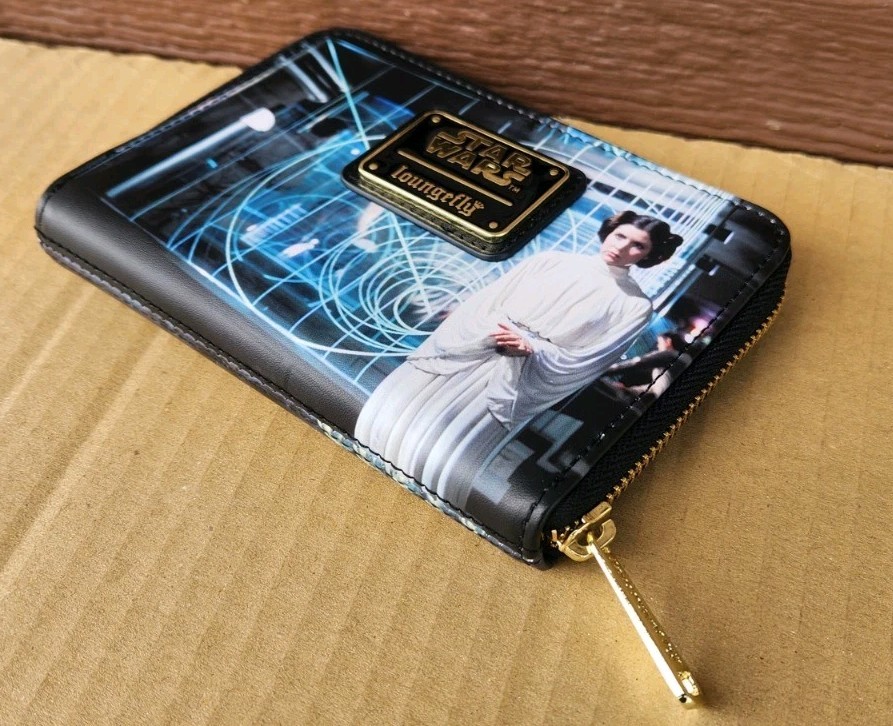 Loungefly Star Wars Wallet Princess Leia Luke Skywalker Zip Around Black